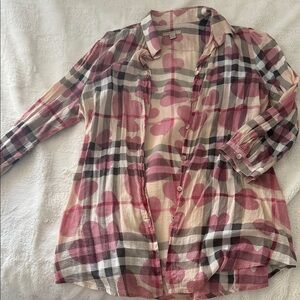 Burberry Checkered Shirt in Pink and Beige